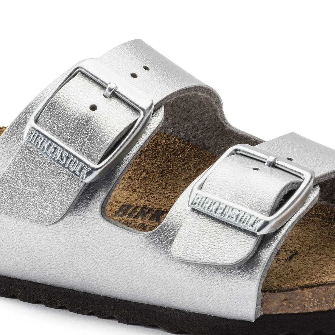 Silver Birkenstock Arizona Birko-Flor Kids' Girls Sandals | AZRi62zd2LF