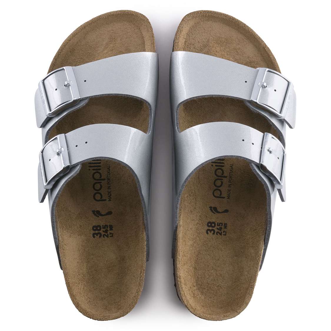 Silver Birkenstock Arizona Platform Birko-Flor Women's Two Strap Sandals | MD8Hi2iBkFU