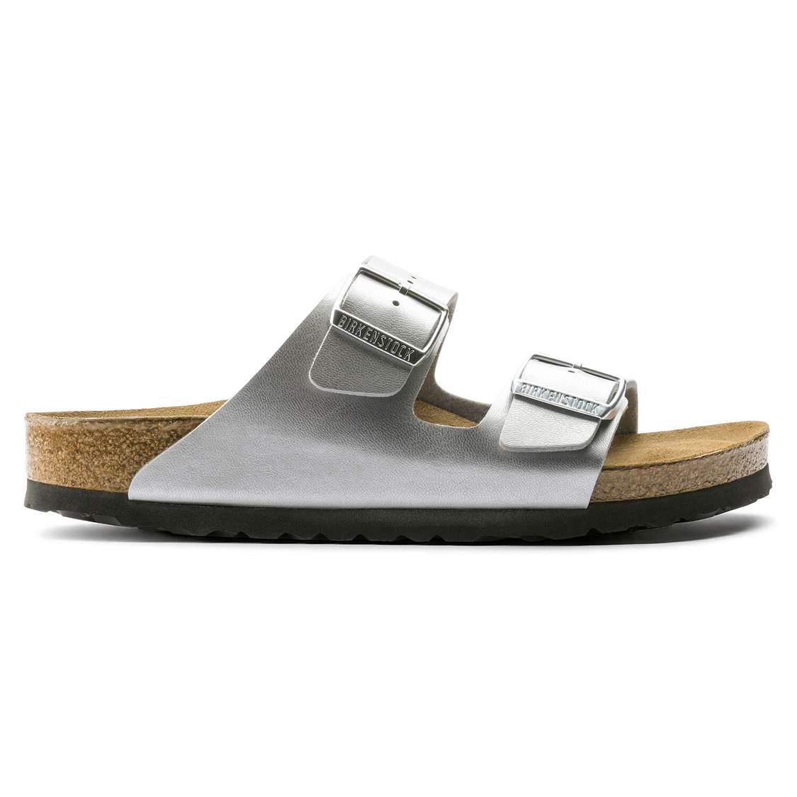 Silver Birkenstock Arizona Soft Footbed Birko-Flor Women's Two Strap Sandals | e2w1Jpcxafv