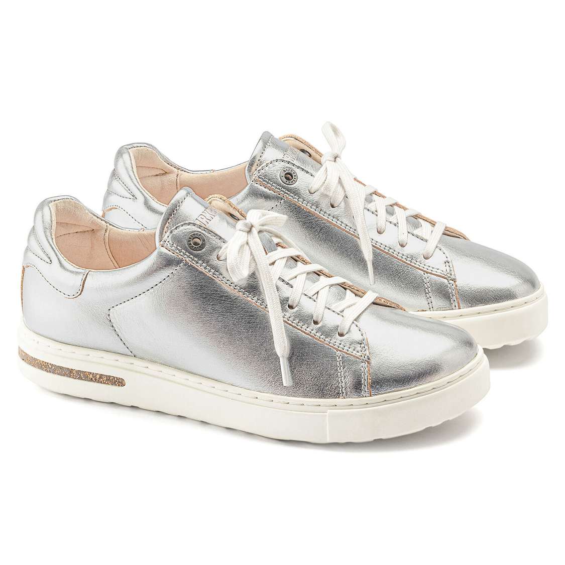 Silver Birkenstock Bend Leather Women's Sneakers | TZcN3SQHiFL