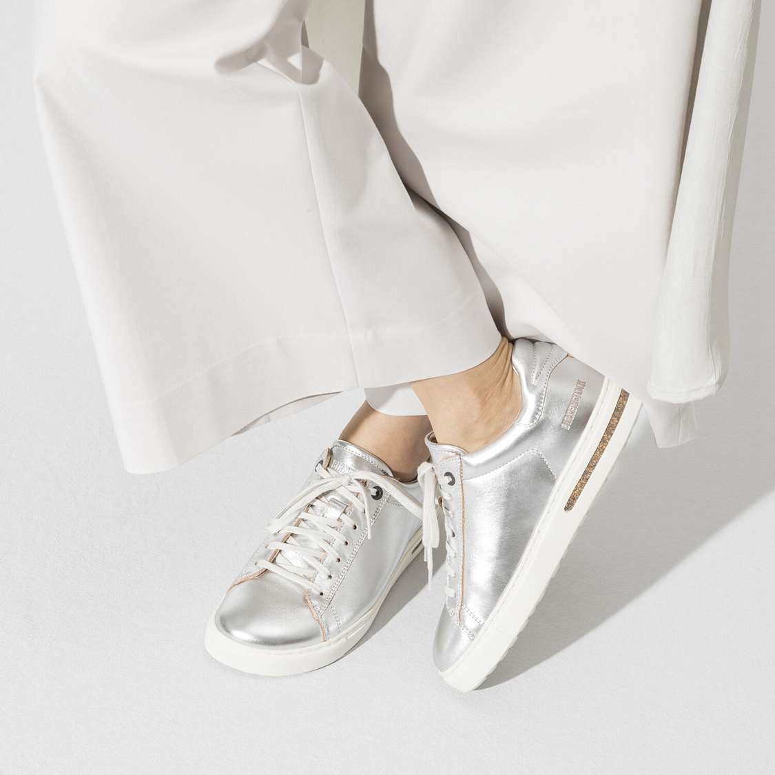 Silver Birkenstock Bend Leather Women's Sneakers | TZcN3SQHiFL