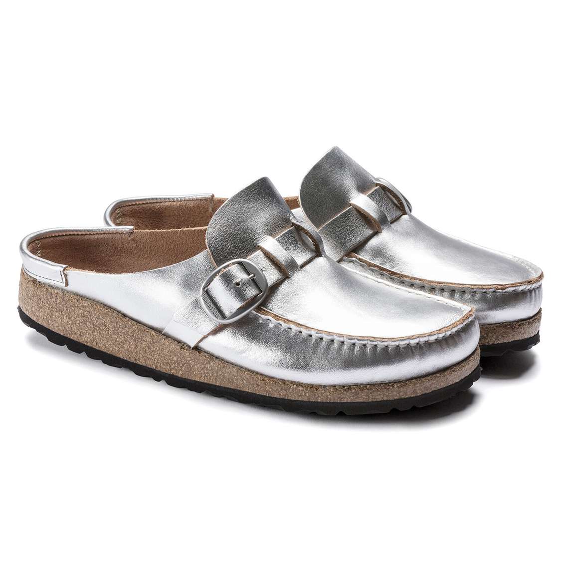 Silver Birkenstock Buckley Leather Women's Clogs | YAe4Ra46xWZ