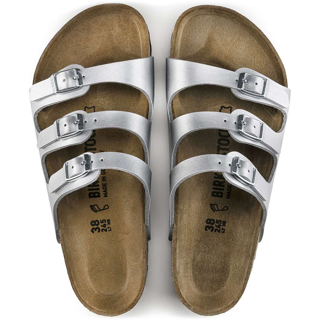 Silver Birkenstock Florida Birko-Flor Women's Multi Strap Sandals | E9BLL71ocAT