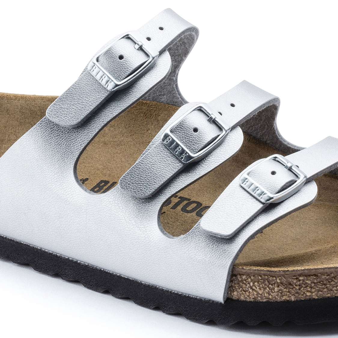 Silver Birkenstock Florida Birko-Flor Women's Multi Strap Sandals | E9BLL71ocAT