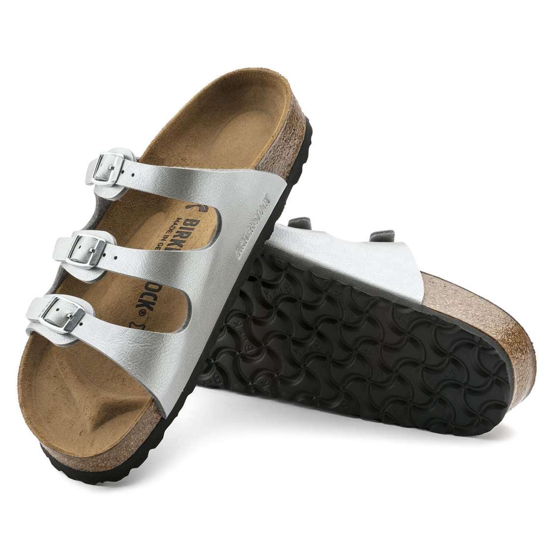 Silver Birkenstock Florida Birko-Flor Women's Multi Strap Sandals | dKaGe45rQyA