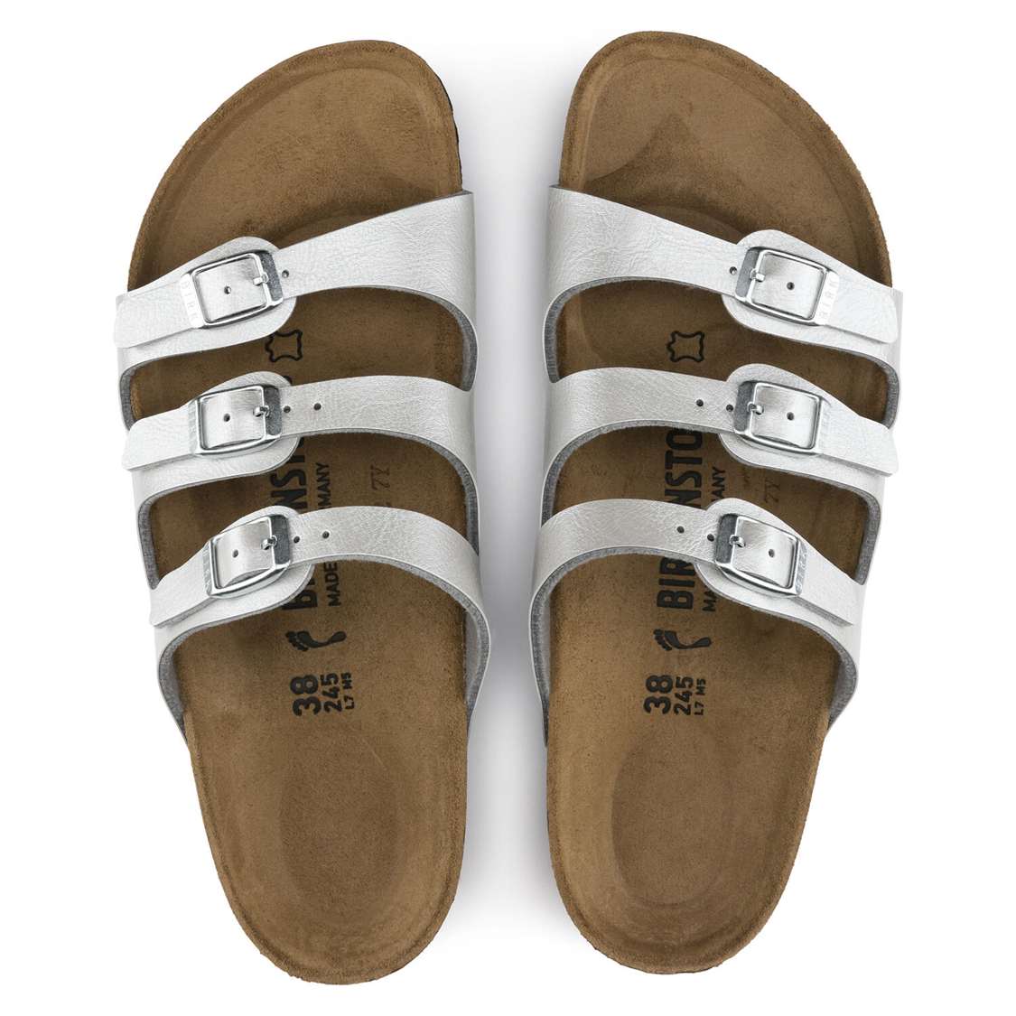 Silver Birkenstock Florida Birko-Flor Women's Multi Strap Sandals | dKaGe45rQyA