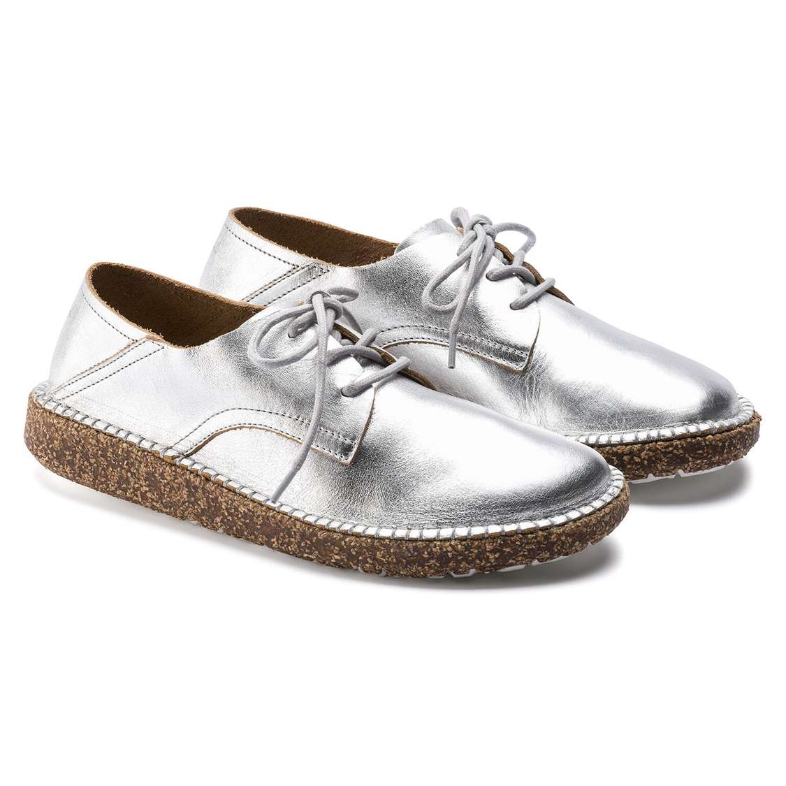 Silver Birkenstock Gary Leather Women's Low Shoes | SiVAj597LYr