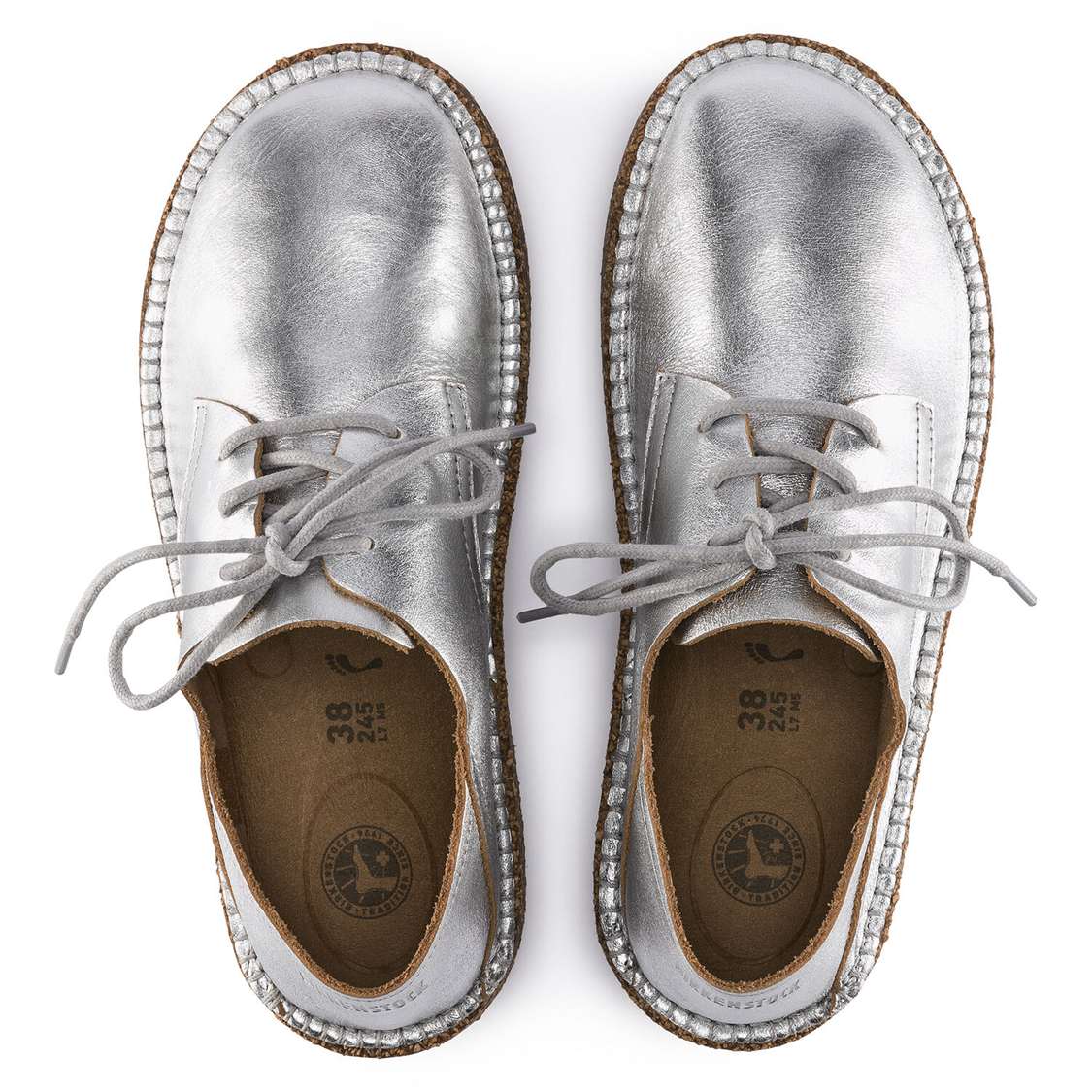 Silver Birkenstock Gary Leather Women's Lace Up Shoes | vSJBSgDzeiM