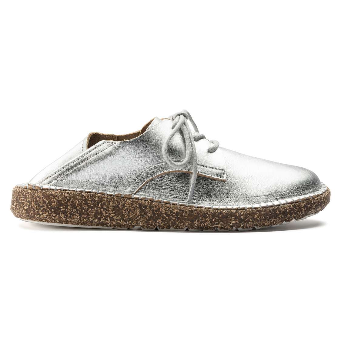 Silver Birkenstock Gary Leather Women's Lace Up Shoes | vSJBSgDzeiM