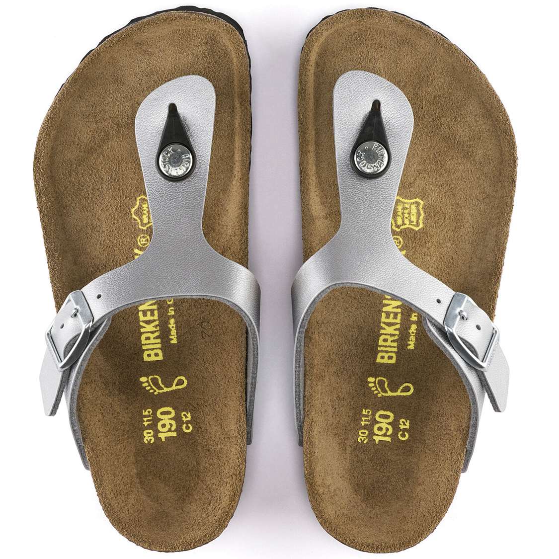 Silver Birkenstock Gizeh Birko-Flor Kids' Boys Sandals | HMV2EYLxOxd