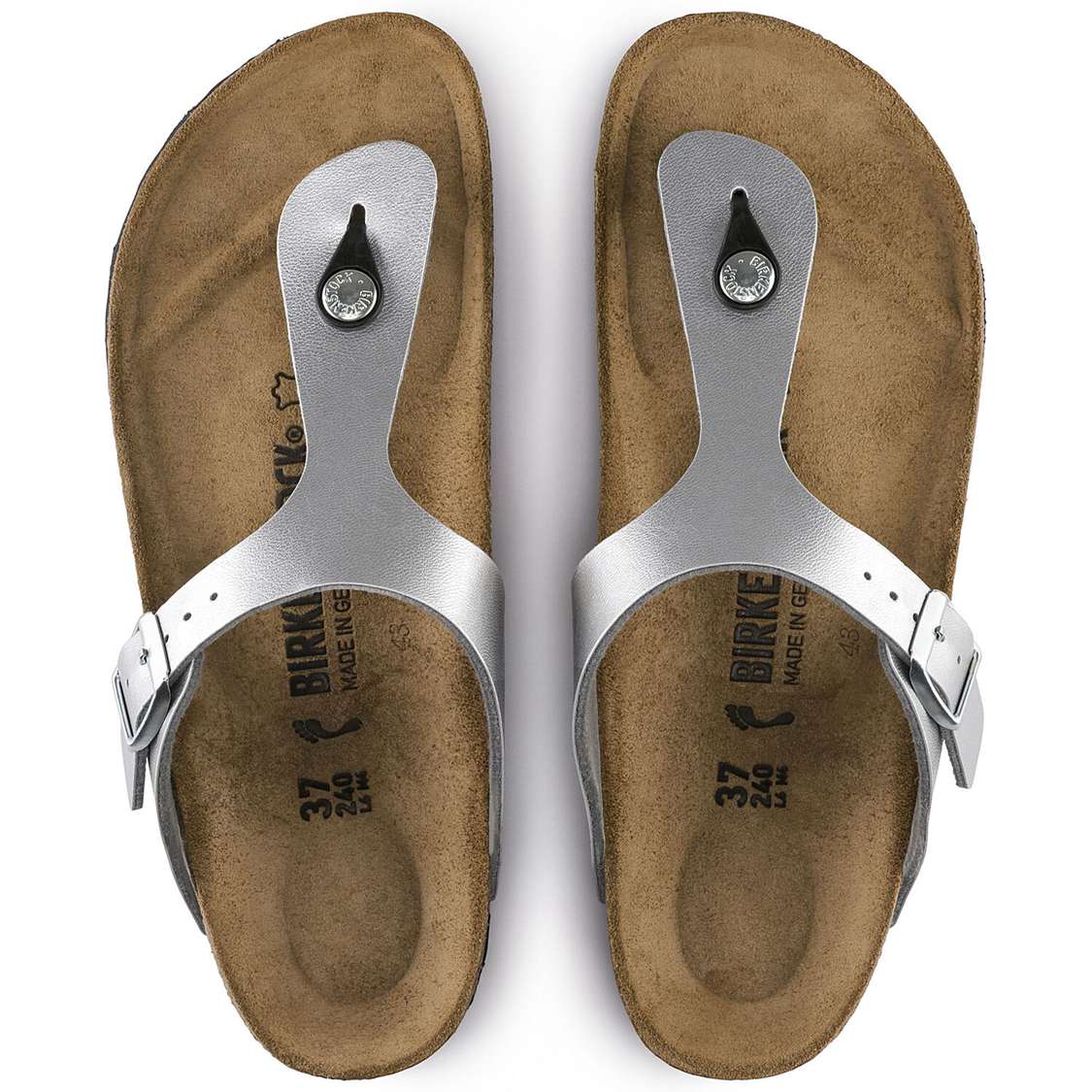 Silver Birkenstock Gizeh Birko-Flor Women's One Strap Sandals | 1vjsgbIwSOc