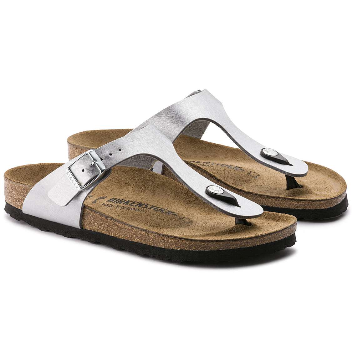 Silver Birkenstock Gizeh Birko-Flor Women's One Strap Sandals | 1vjsgbIwSOc