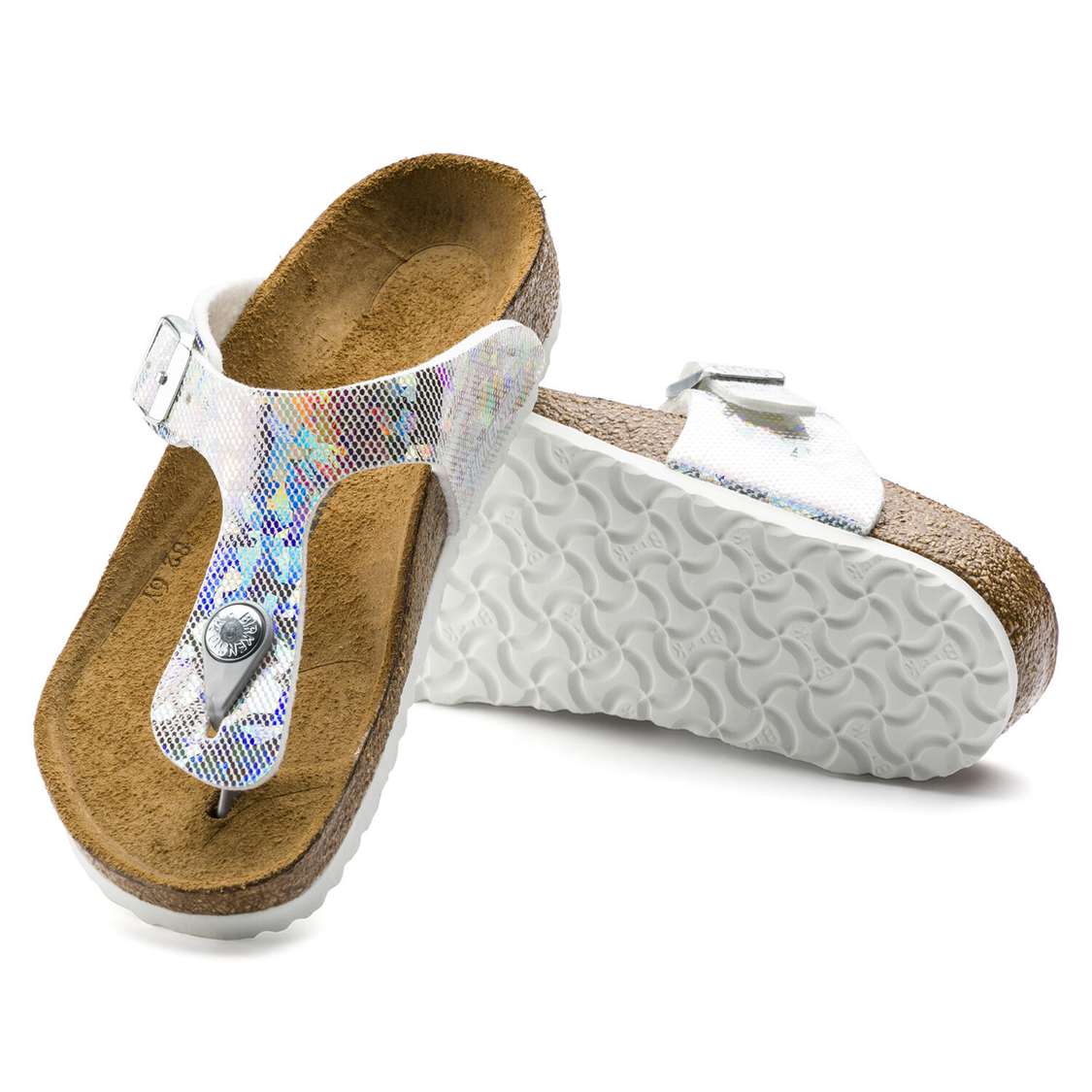 Silver Birkenstock Gizeh Microfiber Kids' Girls Sandals | gSKYfqnOdSa