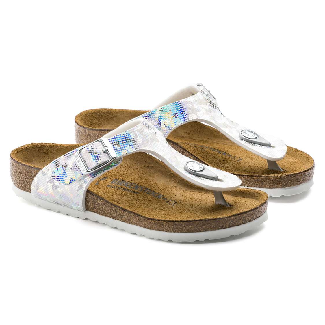 Silver Birkenstock Gizeh Microfiber Kids' Girls Sandals | gSKYfqnOdSa