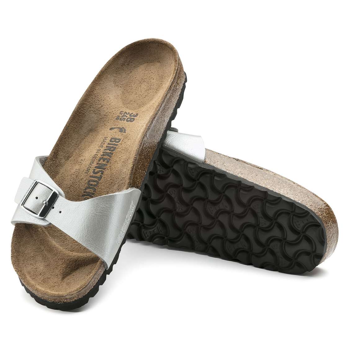 Silver Birkenstock Madrid Birko-Flor Women's One Strap Sandals | QTlp6W8BaLC