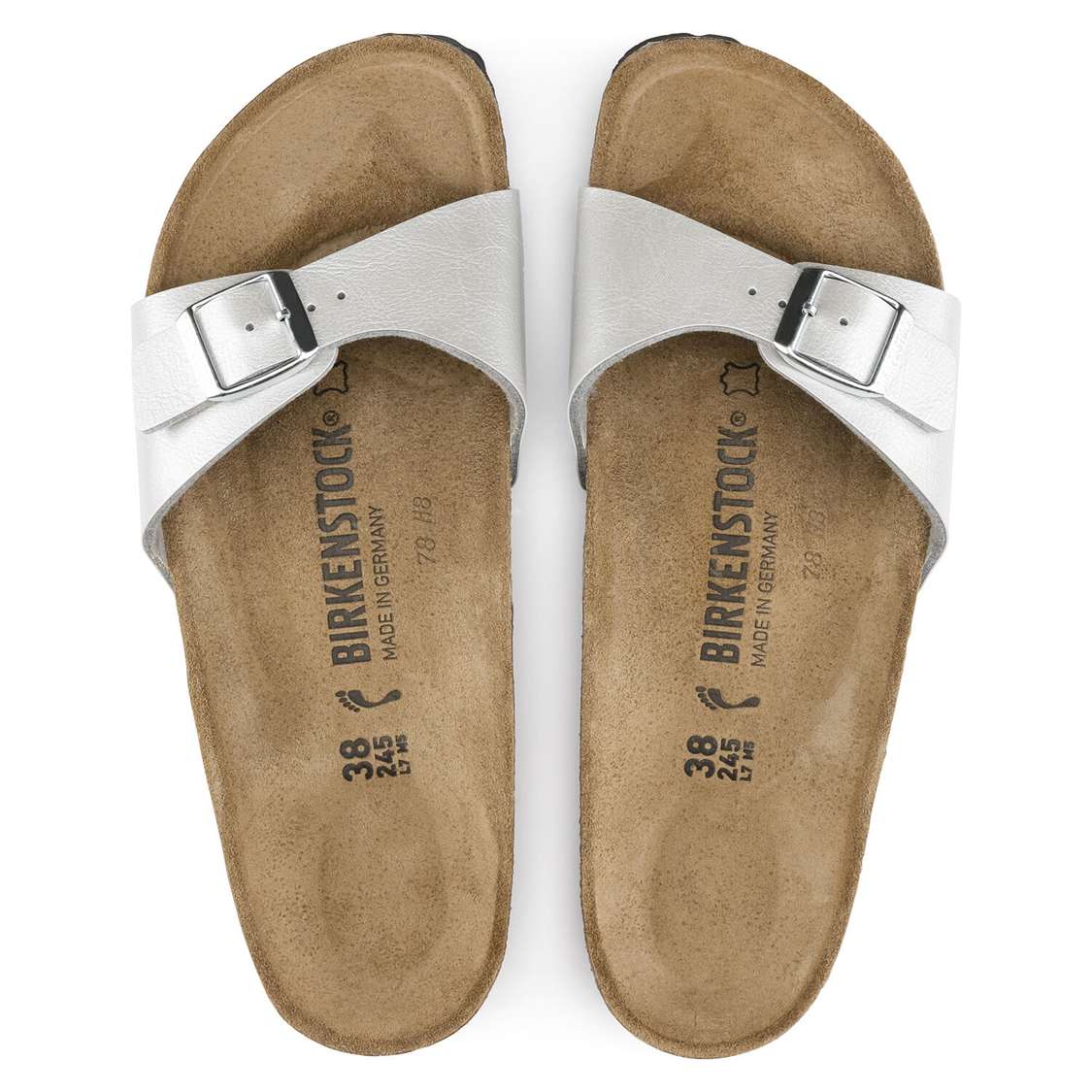 Silver Birkenstock Madrid Birko-Flor Women's One Strap Sandals | QTlp6W8BaLC