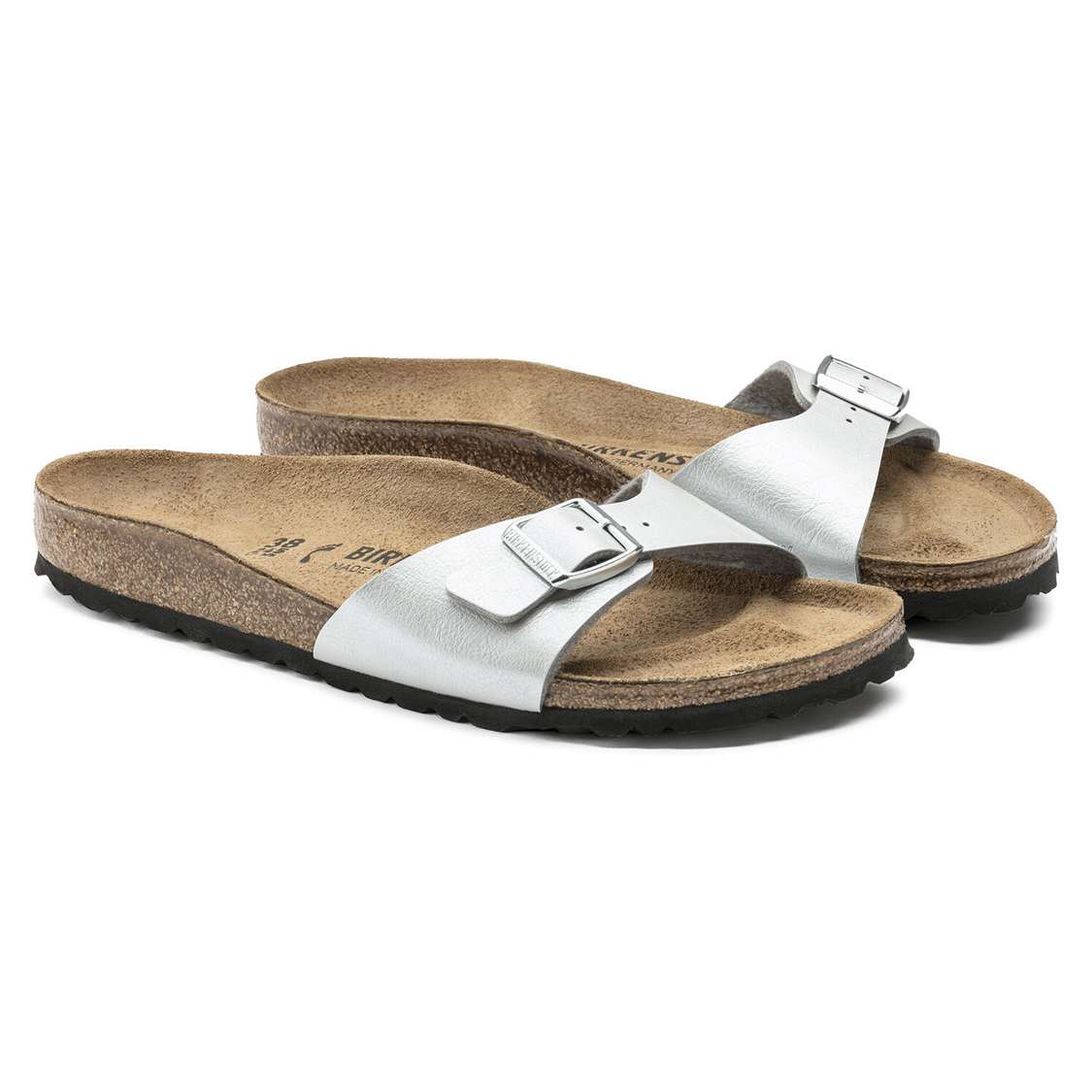 Silver Birkenstock Madrid Birko-Flor Women's One Strap Sandals | QTlp6W8BaLC