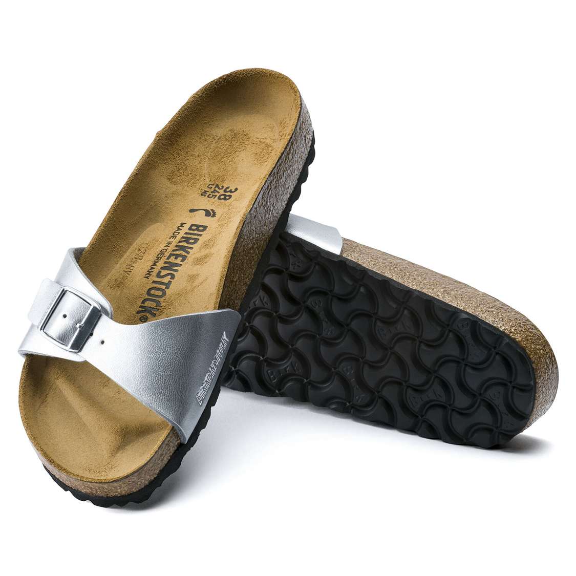 Silver Birkenstock Madrid Birko-Flor Women's One Strap Sandals | Uj7fs8IJFM2