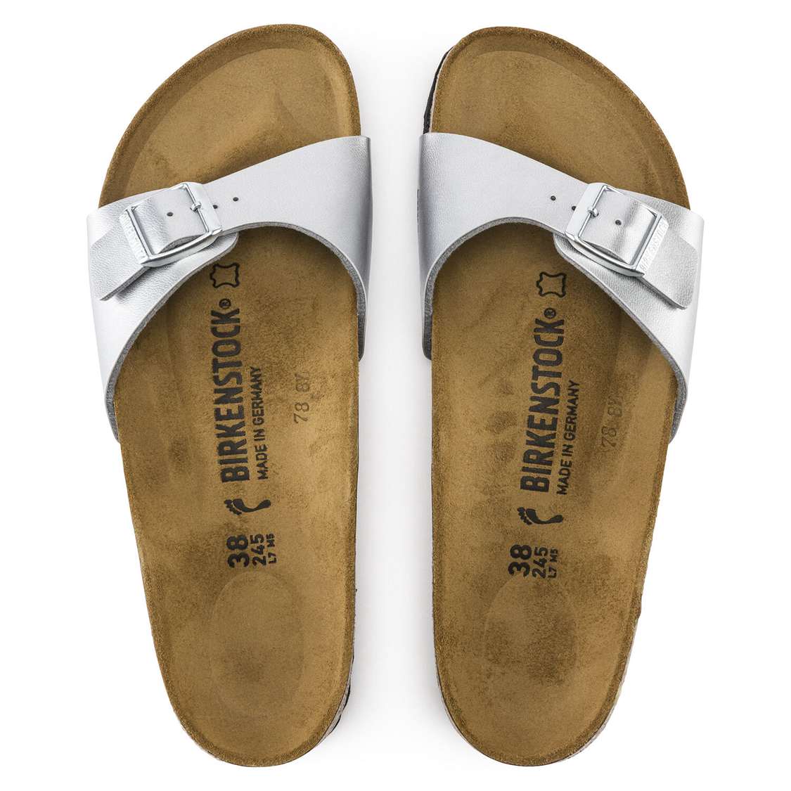 Silver Birkenstock Madrid Birko-Flor Women's One Strap Sandals | Uj7fs8IJFM2