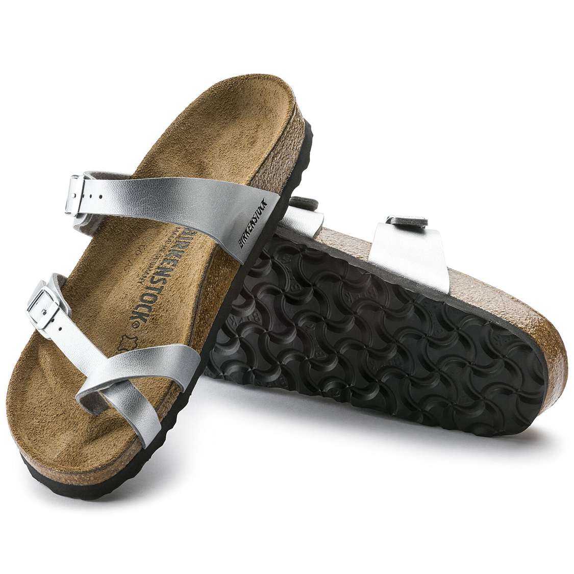 Silver Birkenstock Mayari Birko-Flor Women's Thong | 5pUx4oby2Op