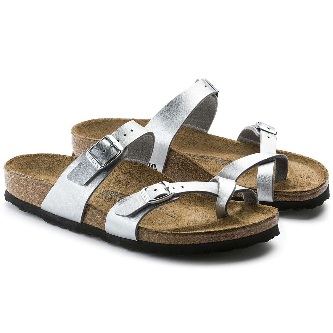 Silver Birkenstock Mayari Birko-Flor Women's Thong | 5pUx4oby2Op