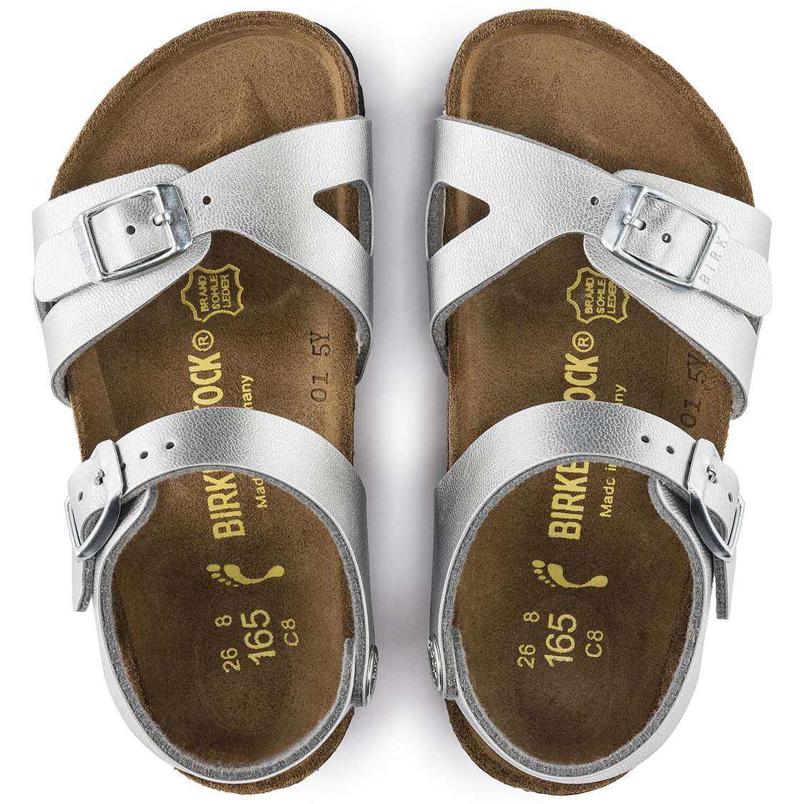 Silver Birkenstock Rio Birko-Flor Kids' Boys Sandals | E24pSoNW4TS