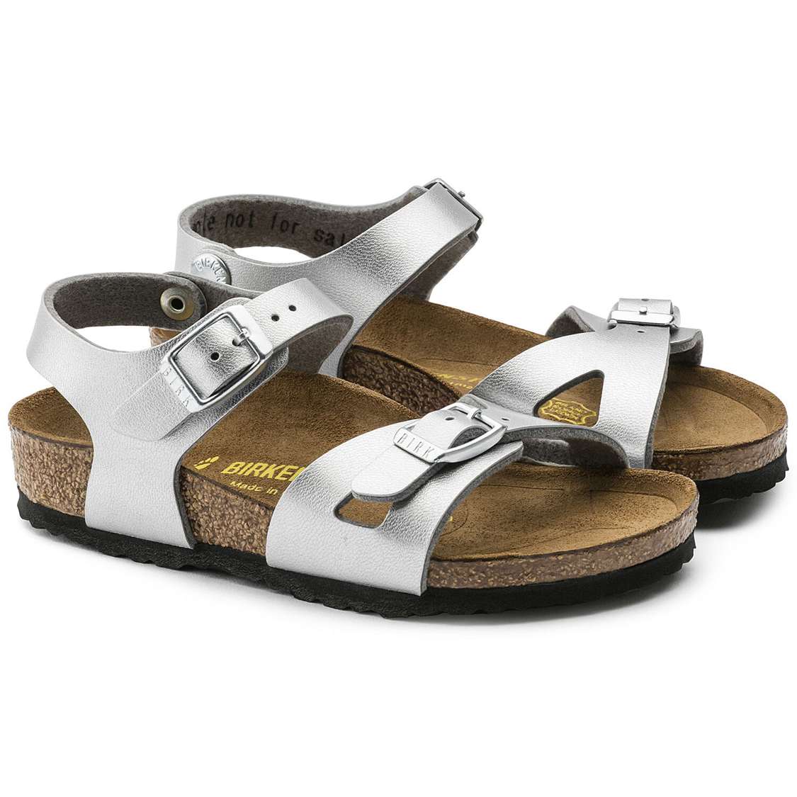 Silver Birkenstock Rio Birko-Flor Kids' Boys Sandals | E24pSoNW4TS