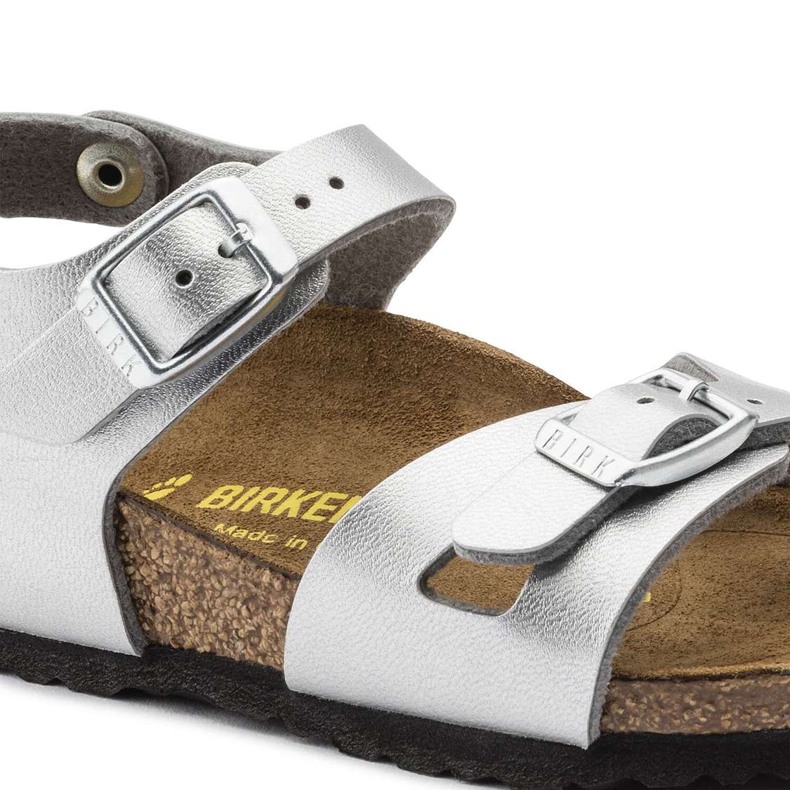 Silver Birkenstock Rio Birko-Flor Kids' Boys Sandals | E24pSoNW4TS