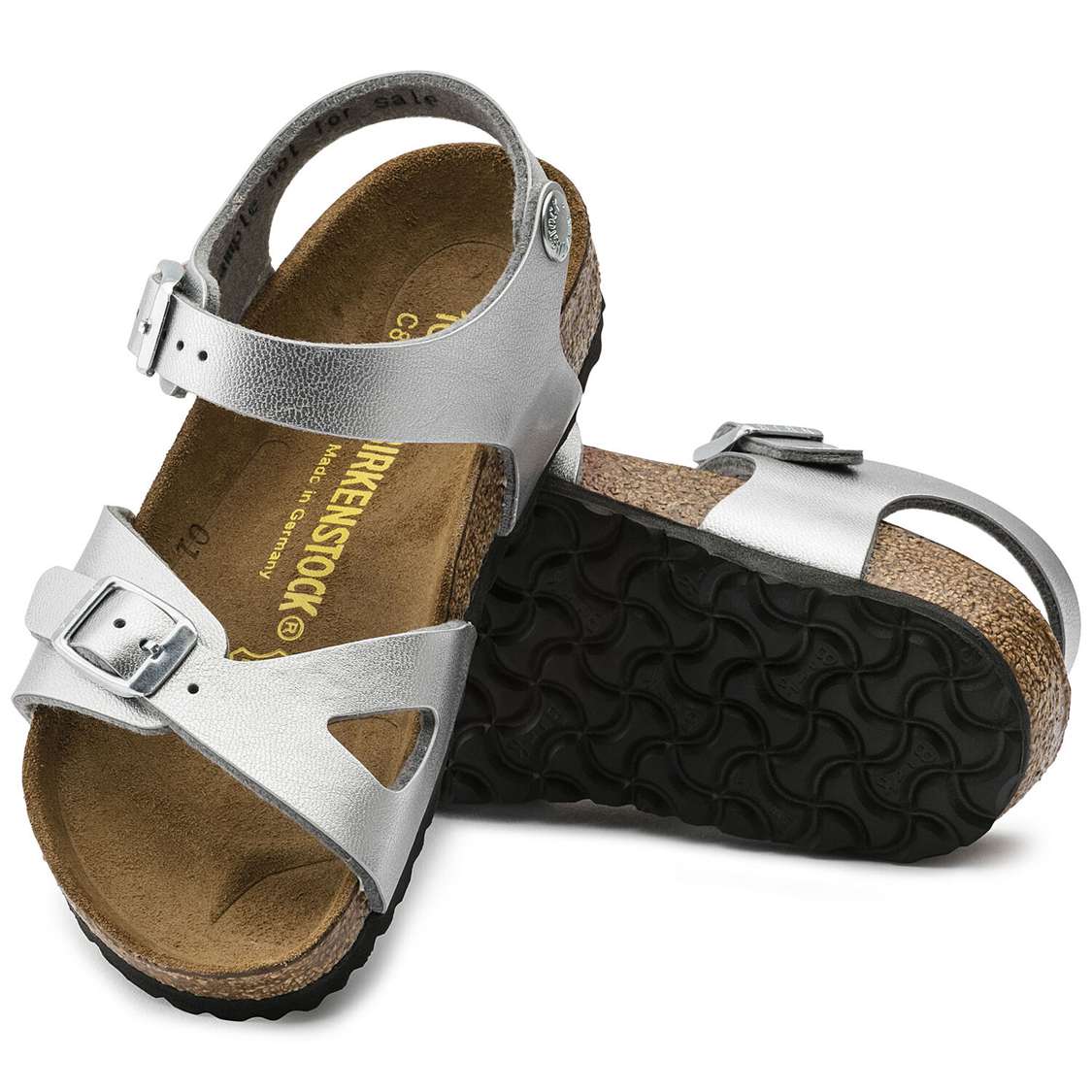 Silver Birkenstock Rio Birko-Flor Kids' Girls Sandals | ndp4jihDqOx