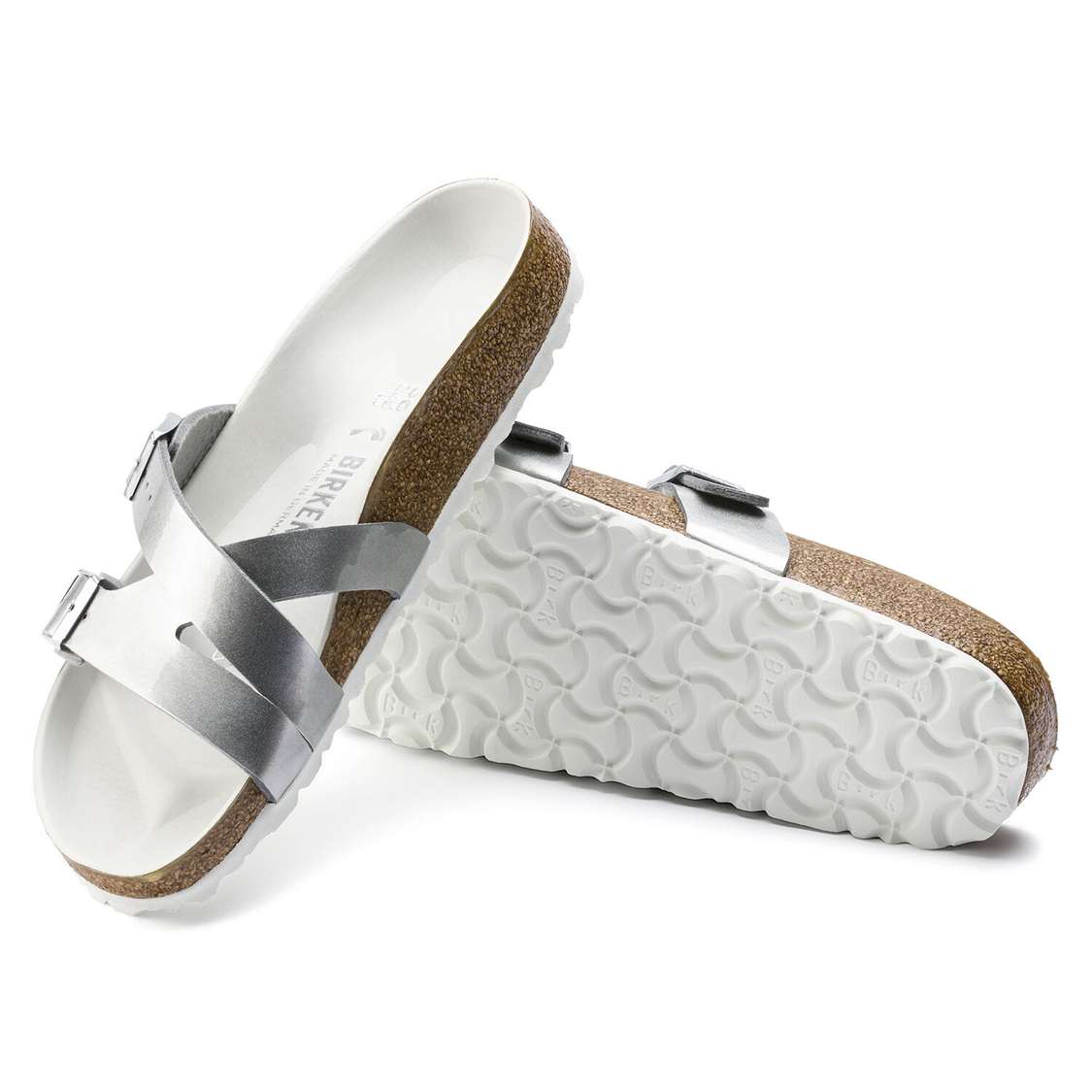 Silver Birkenstock Yao Lux Birko-Flor Women's Two Strap Sandals | j3sJMQlqy4w