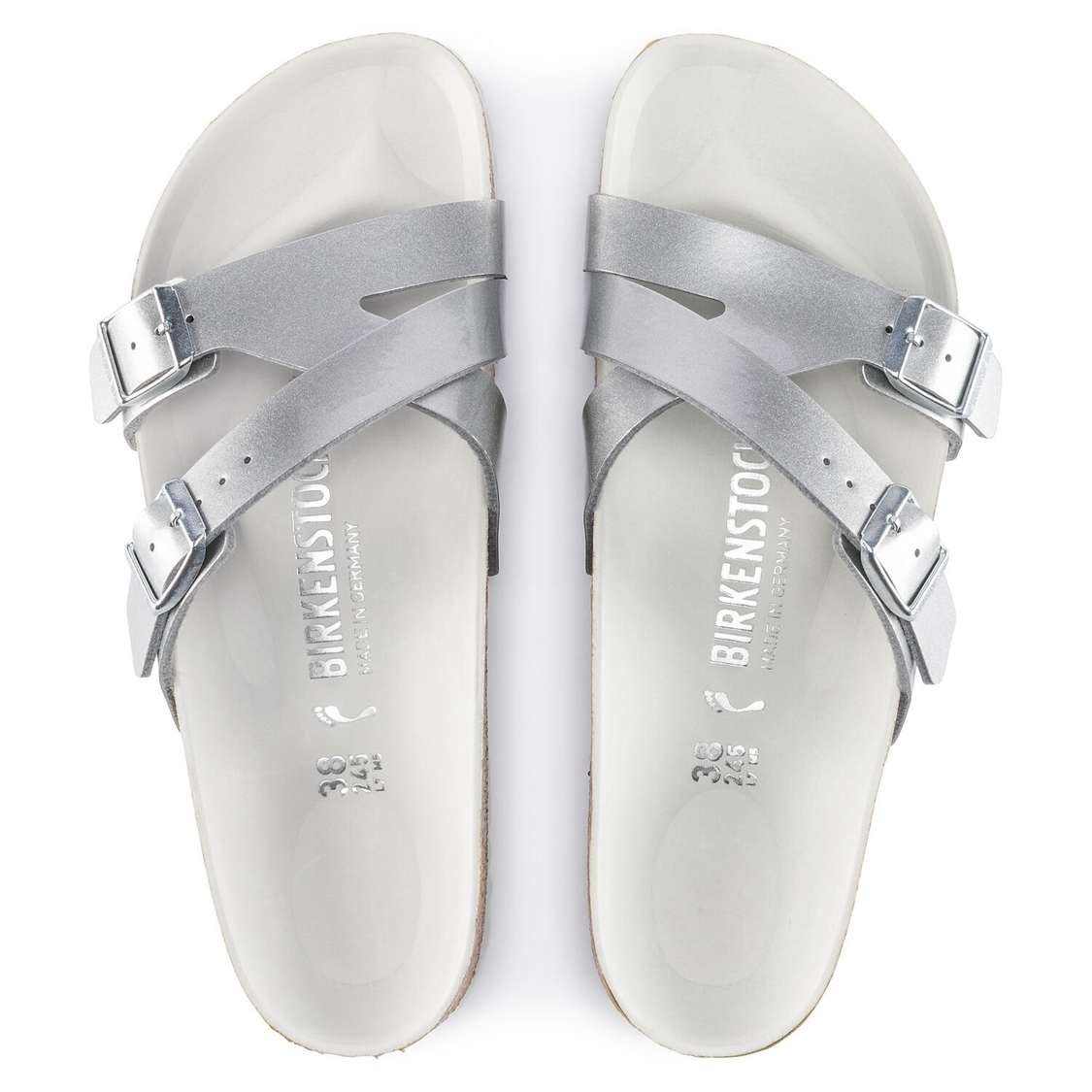 Silver Birkenstock Yao Lux Birko-Flor Women's Two Strap Sandals | j3sJMQlqy4w