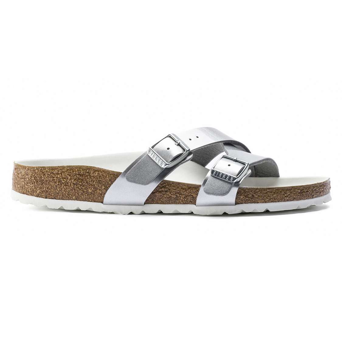 Silver Birkenstock Yao Lux Birko-Flor Women's Two Strap Sandals | j3sJMQlqy4w