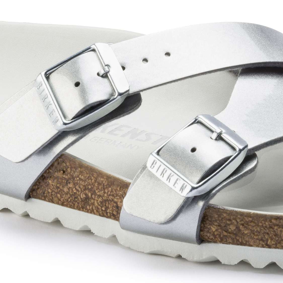 Silver Birkenstock Yao Lux Birko-Flor Women's Two Strap Sandals | j3sJMQlqy4w