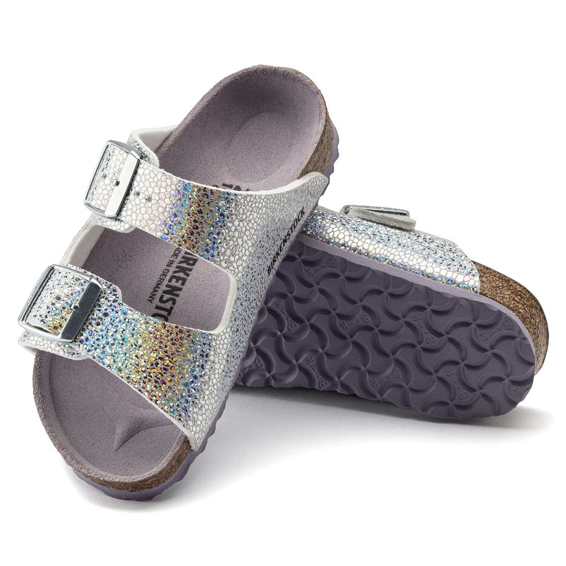 Silver / Lavender Birkenstock Arizona Microfiber Kids' Girls Sandals | MeatZBesgxZ