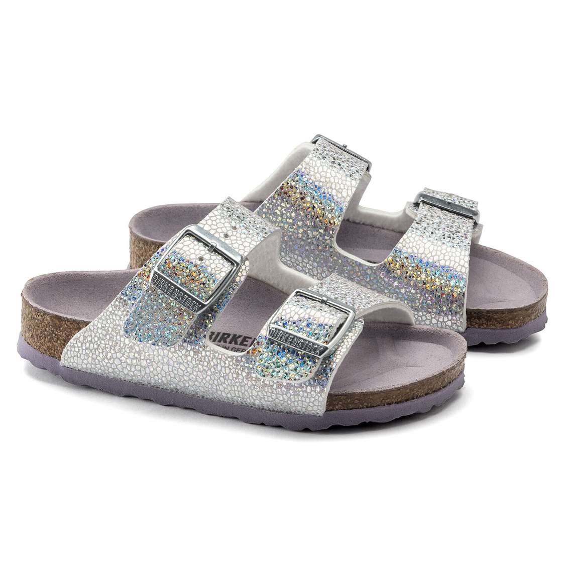 Silver / Lavender Birkenstock Arizona Microfiber Kids' Girls Sandals | MeatZBesgxZ