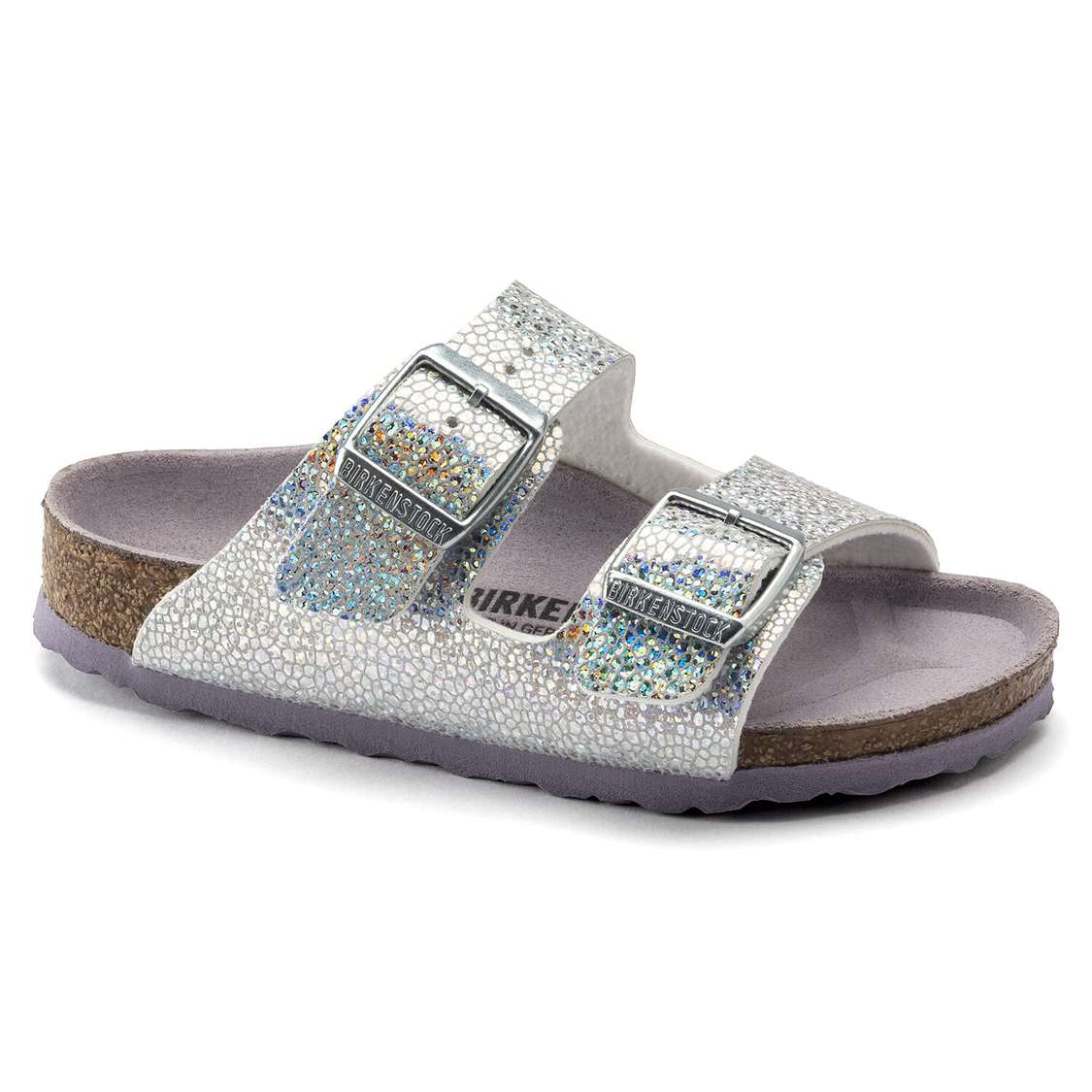 Silver / Lavender Birkenstock Arizona Microfiber Kids\' Girls Sandals | MeatZBesgxZ