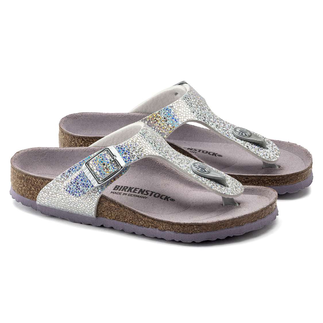 Silver / Lavender Birkenstock Gizeh Microfiber Kids' Girls Sandals | dgBbEGIhphj