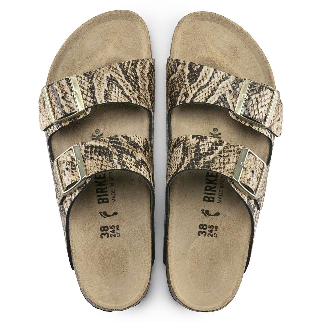 Snake Beige Birkenstock Arizona Embossed Leather Women's Two Strap Sandals | PT3kM4fAaoo