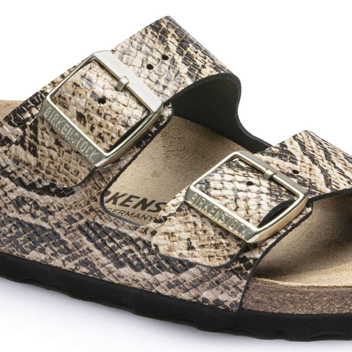 Snake Beige Birkenstock Arizona Embossed Leather Women's Two Strap Sandals | PT3kM4fAaoo