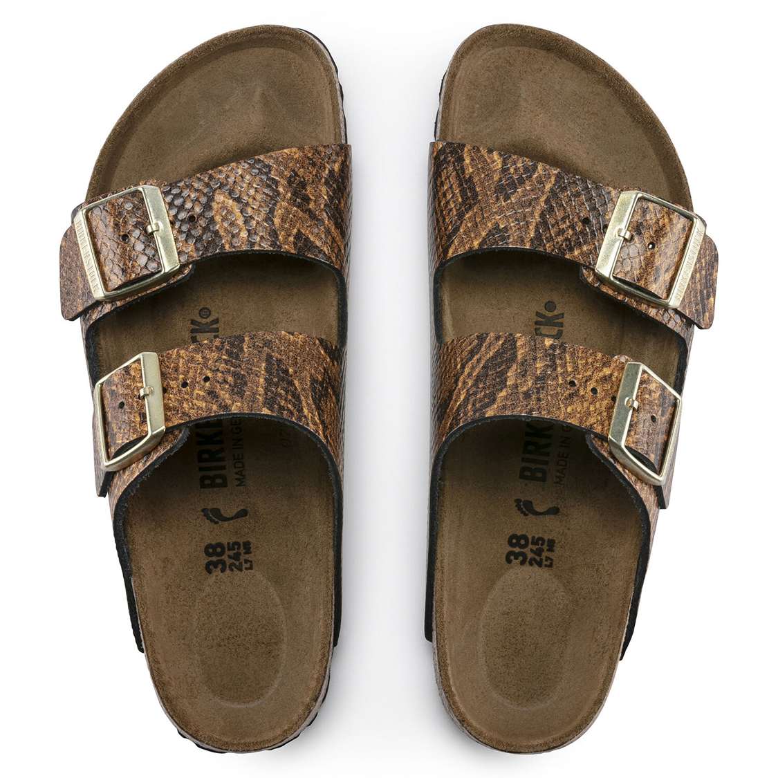 Snake Brown Birkenstock Arizona Embossed Leather Women's Two Strap Sandals | YMTtflKZqvv