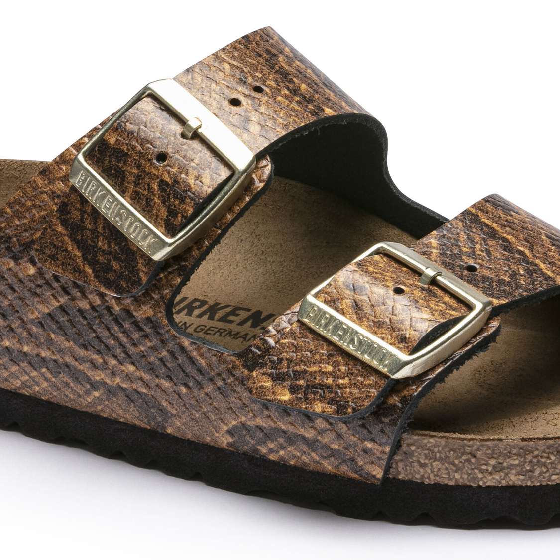 Snake Brown Birkenstock Arizona Embossed Leather Women's Two Strap Sandals | YMTtflKZqvv