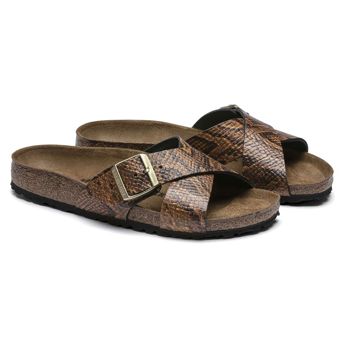 Snake Brown Birkenstock Siena Embossed Leather Women's Two Strap Sandals | X671EWD1gwU