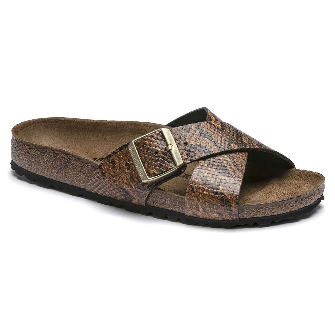 Snake Brown Birkenstock Siena Embossed Leather Women\'s Two Strap Sandals | X671EWD1gwU