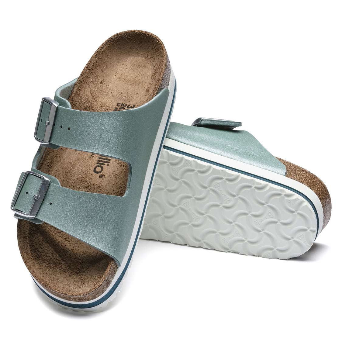 Turquoise Birkenstock Arizona Birko-Flor Women's Platforms Sandals | FhVWGbLjk7Q