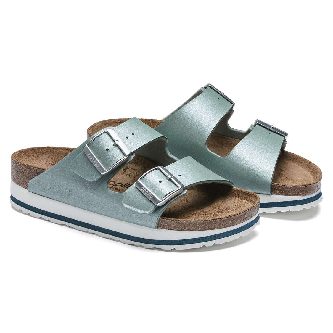 Turquoise Birkenstock Arizona Birko-Flor Women's Two Strap Sandals | USA5SuvNMpN