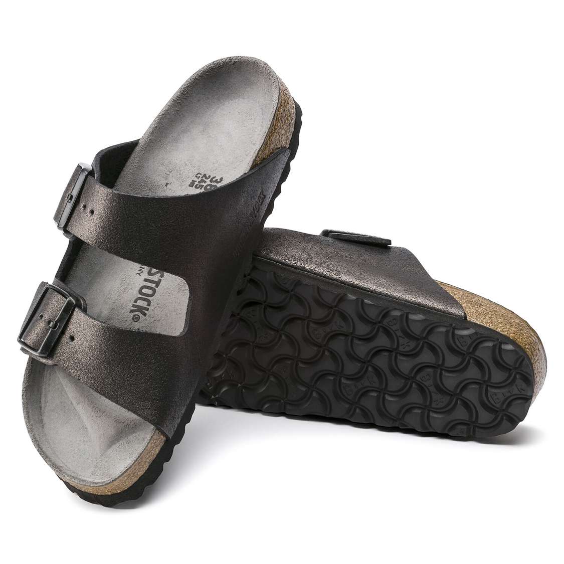 Wash Black Birkenstock Arizona Leather Women's Two Strap Sandals | rX3bjaPhEte