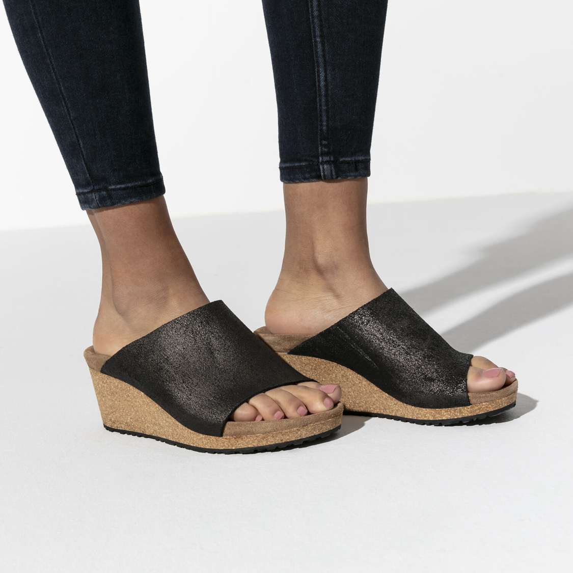 Wash Black Birkenstock Namica Suede Leather Women's Wedges Sandals | JQj9iGq9zQO