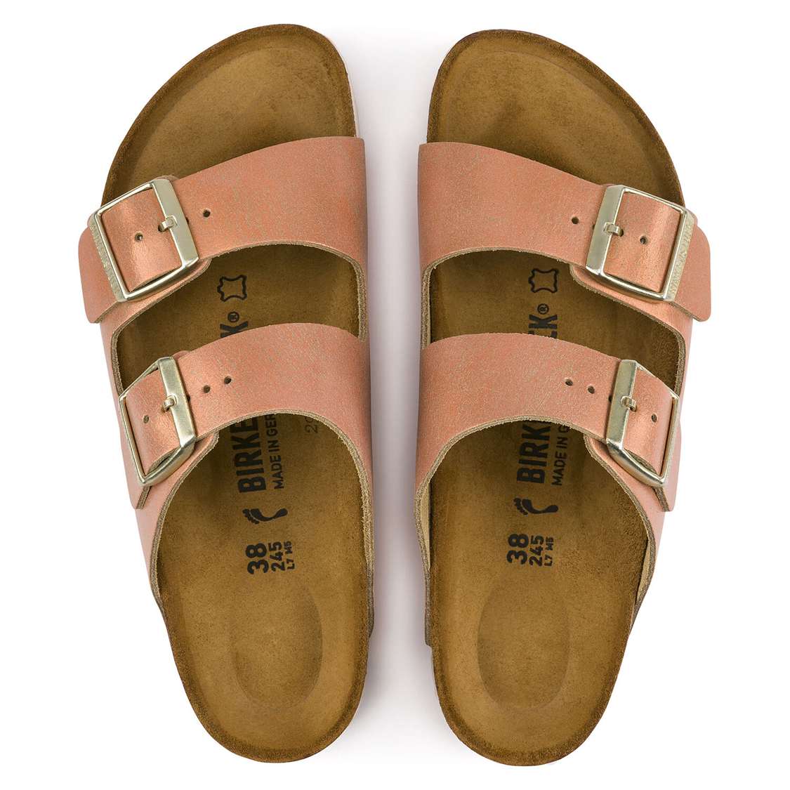 Wash Copper Birkenstock Arizona Leather Women's Two Strap Sandals | UBB35c4GV3I