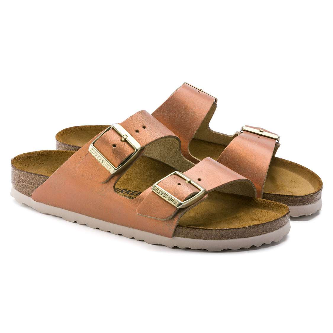 Wash Copper Birkenstock Arizona Leather Women's Two Strap Sandals | UBB35c4GV3I