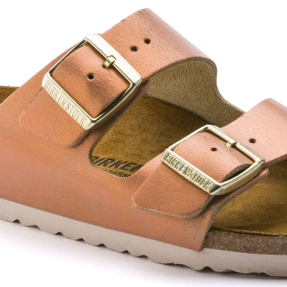 Wash Copper Birkenstock Arizona Leather Women's Two Strap Sandals | UBB35c4GV3I